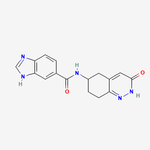molecular formula C16H15N5O2 B2958236 N-(3-oxo-2,3,5,6,7,8-hexahydrocinnolin-6-yl)-1H-benzo[d]imidazole-5-carboxamide CAS No. 2034276-87-2