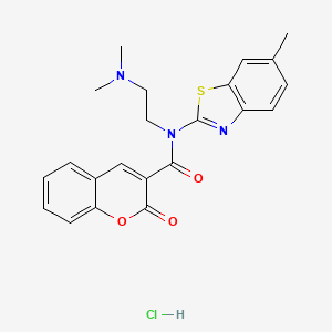 molecular formula C22H22ClN3O3S B2958240 N-(2-(dimethylamino)ethyl)-N-(6-methylbenzo[d]thiazol-2-yl)-2-oxo-2H-chromene-3-carboxamide hydrochloride CAS No. 1217021-23-2