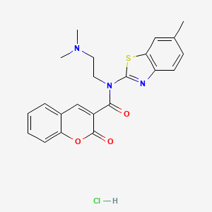 molecular formula C22H22ClN3O3S B2958240 N-(2-(二甲氨基)乙基)-N-(6-甲基苯并[d]噻唑-2-基)-2-氧代-2H-色烯-3-甲酰胺盐酸盐 CAS No. 1217021-23-2