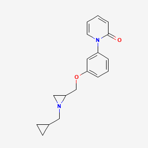 molecular formula C18H20N2O2 B2958256 1-[3-[[1-(Cyclopropylmethyl)aziridin-2-yl]methoxy]phenyl]pyridin-2-one CAS No. 2418648-64-1