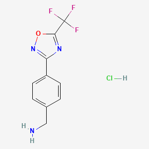 molecular formula C10H9ClF3N3O B2958257 (4-(5-(Trifluoromethyl)-1,2,4-oxadiazol-3-yl)phenyl)methanamine hydrochloride CAS No. 932742-91-1