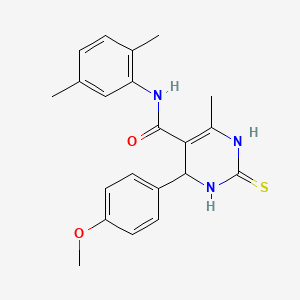 molecular formula C21H23N3O2S B2958263 N-(2,5-dimethylphenyl)-4-(4-methoxyphenyl)-6-methyl-2-thioxo-1,2,3,4-tetrahydropyrimidine-5-carboxamide CAS No. 941897-99-0