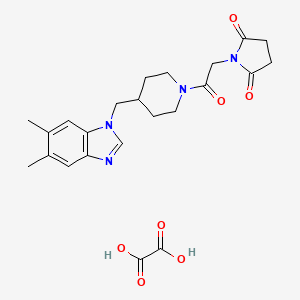 molecular formula C23H28N4O7 B2958267 1-(2-(4-((5,6-dimethyl-1H-benzo[d]imidazol-1-yl)methyl)piperidin-1-yl)-2-oxoethyl)pyrrolidine-2,5-dione oxalate CAS No. 1351632-39-7