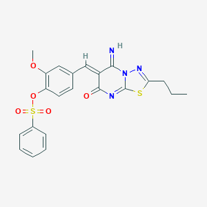 4-[(Z)-(5-imino-7-oxo-2-propyl-5H-[1,3,4]thiadiazolo[3,2-a]pyrimidin-6(7H)-ylidene)methyl]-2-methoxyphenyl benzenesulfonate