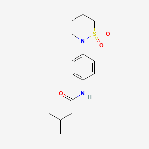 molecular formula C15H22N2O3S B2958271 N-[4-(1,1-dioxothiazinan-2-yl)phenyl]-3-methylbutanamide CAS No. 899979-68-1