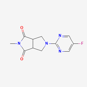 molecular formula C11H11FN4O2 B2958272 5-(5-Fluoropyrimidin-2-yl)-2-methyl-3a,4,6,6a-tetrahydropyrrolo[3,4-c]pyrrole-1,3-dione CAS No. 2415509-35-0