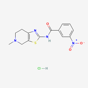molecular formula C14H15ClN4O3S B2958277 N-(5-methyl-4,5,6,7-tetrahydrothiazolo[5,4-c]pyridin-2-yl)-3-nitrobenzamide hydrochloride CAS No. 1185074-58-1