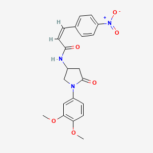 molecular formula C21H21N3O6 B2958282 (Z)-N-(1-(3,4-二甲氧基苯基)-5-氧代吡咯烷-3-基)-3-(4-硝基苯基)丙烯酰胺 CAS No. 898454-22-3