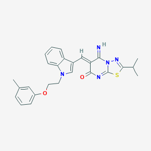 molecular formula C26H25N5O2S B295829 (6Z)-5-imino-2-isopropyl-6-({1-[2-(3-methylphenoxy)ethyl]-1H-indol-3-yl}methylene)-5,6-dihydro-7H-[1,3,4]thiadiazolo[3,2-a]pyrimidin-7-one 
