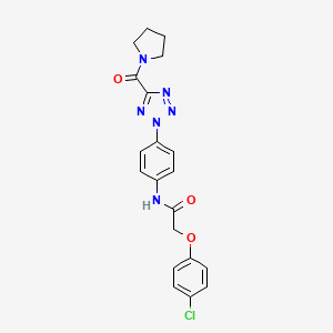 molecular formula C20H19ClN6O3 B2958290 2-(4-chlorophenoxy)-N-(4-(5-(pyrrolidine-1-carbonyl)-2H-tetrazol-2-yl)phenyl)acetamide CAS No. 1396675-76-5