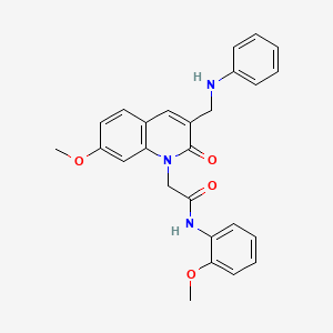 molecular formula C26H25N3O4 B2958293 2-(7-甲氧基-2-氧代-3-((苯氨基)甲基)喹啉-1(2H)-基)-N-(2-甲氧基苯基)乙酰胺 CAS No. 894550-00-6