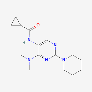 molecular formula C15H23N5O B2958298 N-(4-(二甲氨基)-2-(哌啶-1-基)嘧啶-5-基)环丙烷甲酰胺 CAS No. 1797975-20-2
