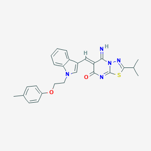 molecular formula C26H25N5O2S B295830 (6Z)-5-IMINO-6-({1-[2-(4-METHYLPHENOXY)ETHYL]-1H-INDOL-3-YL}METHYLIDENE)-2-(PROPAN-2-YL)-5H,6H,7H-[1,3,4]THIADIAZOLO[3,2-A]PYRIMIDIN-7-ONE 