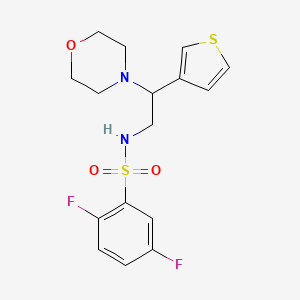 molecular formula C16H18F2N2O3S2 B2958301 2,5-二氟-N-(2-吗啉-2-(噻吩-3-基)乙基)苯磺酰胺 CAS No. 946249-37-2