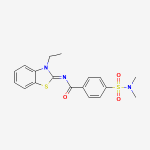 molecular formula C18H19N3O3S2 B2958305 4-(dimethylsulfamoyl)-N-(3-ethyl-1,3-benzothiazol-2-ylidene)benzamide CAS No. 850910-72-4