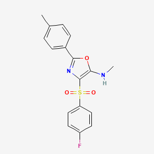 molecular formula C17H15FN2O3S B2958339 4-((4-氟苯基)磺酰基)-N-甲基-2-(对甲苯基)恶唑-5-胺 CAS No. 862736-76-3