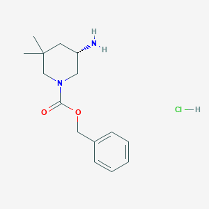 molecular formula C15H23ClN2O2 B2958367 Benzyl (S)-5-amino-3,3-dimethylpiperidine-1-carboxylate hydrochloride CAS No. 2173193-79-6