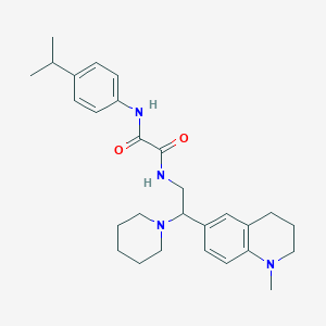 molecular formula C28H38N4O2 B2958368 N-(4-isopropylphenyl)-N'-[2-(1-methyl-1,2,3,4-tetrahydroquinolin-6-yl)-2-piperidin-1-ylethyl]ethanediamide CAS No. 922040-74-2