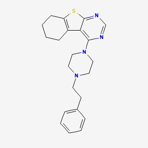 molecular formula C22H26N4S B2958378 4-[4-(2-Phenylethyl)piperazin-1-yl]-5,6,7,8-tetrahydro[1]benzothieno[2,3-d]pyrimidine CAS No. 611197-48-9
