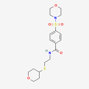 molecular formula C18H26N2O5S2 B2958380 4-(吗啉磺酰基)-N-(2-((四氢-2H-吡喃-4-基)硫)乙基)苯甲酰胺 CAS No. 1903863-41-1