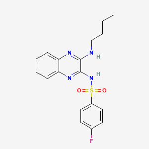 molecular formula C18H19FN4O2S B2958382 N-[3-(butylamino)quinoxalin-2-yl]-4-fluorobenzenesulfonamide CAS No. 714253-60-8