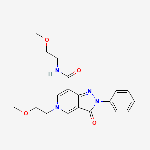 molecular formula C19H22N4O4 B2958383 N,5-bis(2-methoxyethyl)-3-oxo-2-phenyl-3,5-dihydro-2H-pyrazolo[4,3-c]pyridine-7-carboxamide CAS No. 921579-68-2