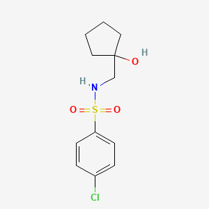 molecular formula C12H16ClNO3S B2958387 4-chloro-N-((1-hydroxycyclopentyl)methyl)benzenesulfonamide CAS No. 1215502-17-2
