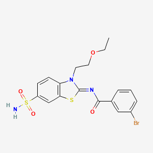 (Z)-3-bromo-N-(3-(2-ethoxyethyl)-6-sulfamoylbenzo[d]thiazol-2(3H)-ylidene)benzamide