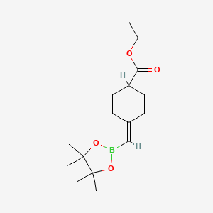 molecular formula C16H27BO4 B2958416 Ethyl 4-((4,4,5,5-tetramethyl-1,3,2-dioxaborolan-2-yl)methylene)cyclohexane-1-carboxylate CAS No. 2365173-46-0