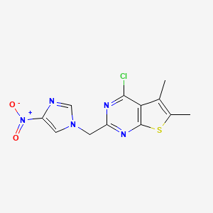 molecular formula C12H10ClN5O2S B2958425 1-({4-氯-5,6-二甲基噻吩并[2,3-d]嘧啶-2-基}甲基)-4-硝基-1H-咪唑 CAS No. 1097126-83-4