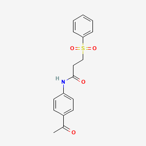 molecular formula C17H17NO4S B2958429 N-(4-acetylphenyl)-3-(benzenesulfonyl)propanamide CAS No. 440657-27-2
