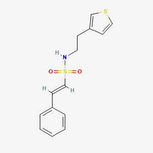 molecular formula C14H15NO2S2 B2958430 (E)-2-phenyl-N-(2-(thiophen-3-yl)ethyl)ethenesulfonamide CAS No. 1251711-44-0