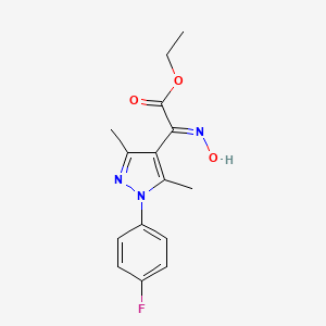 ethyl 2-[1-(4-fluorophenyl)-3,5-dimethyl-1H-pyrazol-4-yl]-2-(N-hydroxyimino)acetate