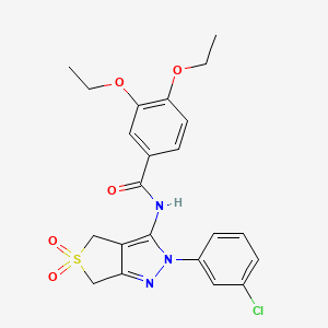 molecular formula C22H22ClN3O5S B2958439 N-(2-(3-chlorophenyl)-5,5-dioxido-4,6-dihydro-2H-thieno[3,4-c]pyrazol-3-yl)-3,4-diethoxybenzamide CAS No. 500266-91-1