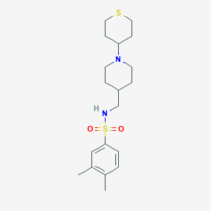 molecular formula C19H30N2O2S2 B2958444 3,4-dimethyl-N-((1-(tetrahydro-2H-thiopyran-4-yl)piperidin-4-yl)methyl)benzenesulfonamide CAS No. 2034469-32-2