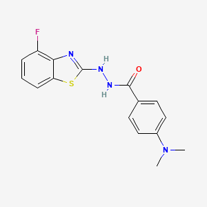 molecular formula C16H15FN4OS B2958450 4-(dimethylamino)-N'-(4-fluoro-1,3-benzothiazol-2-yl)benzohydrazide CAS No. 851978-98-8