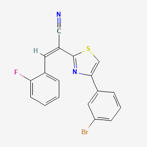 molecular formula C18H10BrFN2S B2958453 (Z)-2-(4-(3-bromophenyl)thiazol-2-yl)-3-(2-fluorophenyl)acrylonitrile CAS No. 476669-75-7