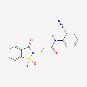 molecular formula C17H13N3O4S B2958456 N-(2-cyanophenyl)-3-(1,1-dioxido-3-oxobenzo[d]isothiazol-2(3H)-yl)propanamide CAS No. 899996-11-3