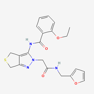 molecular formula C21H22N4O4S B2958457 2-乙氧基-N-(2-(2-((呋喃-2-基甲基)氨基)-2-氧代乙基)-4,6-二氢-2H-噻吩并[3,4-c]吡唑-3-基)苯甲酰胺 CAS No. 1105247-91-3