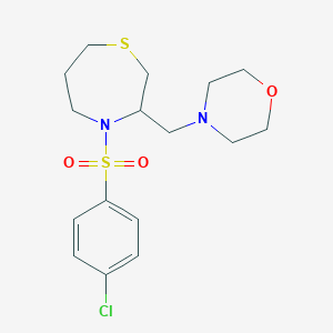 molecular formula C16H23ClN2O3S2 B2958459 4-((4-((4-Chlorophenyl)sulfonyl)-1,4-thiazepan-3-yl)methyl)morpholine CAS No. 1428375-88-5