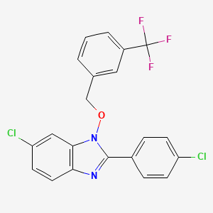 6-chloro-2-(4-chlorophenyl)-1-{[3-(trifluoromethyl)benzyl]oxy}-1H-1,3-benzimidazole