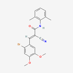 molecular formula C20H19BrN2O3 B2958469 (E)-3-(2-bromo-4,5-dimethoxyphenyl)-2-cyano-N-(2,6-dimethylphenyl)prop-2-enamide CAS No. 444571-07-7