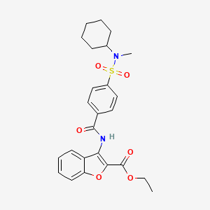 molecular formula C25H28N2O6S B2958478 3-(4-(N-环己基-N-甲基磺酰胺)苯甲酰氨基)苯并呋喃-2-甲酸乙酯 CAS No. 500149-81-5