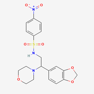 molecular formula C19H21N3O7S B2958480 N-(2-(苯并[d][1,3]二氧杂环-5-基)-2-吗啉基乙基)-4-硝基苯磺酰胺 CAS No. 887218-98-6