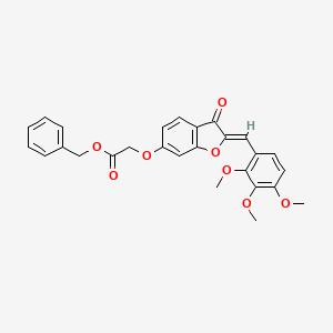 molecular formula C27H24O8 B2958486 (Z)-benzyl 2-((3-oxo-2-(2,3,4-trimethoxybenzylidene)-2,3-dihydrobenzofuran-6-yl)oxy)acetate CAS No. 620548-35-8