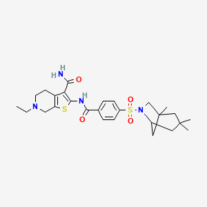 molecular formula C27H36N4O4S2 B2958503 6-Ethyl-2-(4-((1,3,3-trimethyl-6-azabicyclo[3.2.1]octan-6-yl)sulfonyl)benzamido)-4,5,6,7-tetrahydrothieno[2,3-c]pyridine-3-carboxamide CAS No. 449767-87-7