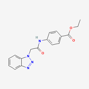 molecular formula C17H16N4O3 B2958519 Ethyl 4-[[2-(benzotriazol-1-yl)acetyl]amino]benzoate CAS No. 300388-96-9