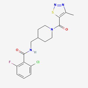 molecular formula C17H18ClFN4O2S B2958520 2-chloro-6-fluoro-N-((1-(4-methyl-1,2,3-thiadiazole-5-carbonyl)piperidin-4-yl)methyl)benzamide CAS No. 1234952-61-4