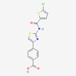 molecular formula C15H9ClN2O3S2 B2958530 4-(2-(5-氯噻吩-2-甲酰胺)噻唑-4-基)苯甲酸 CAS No. 941947-18-8