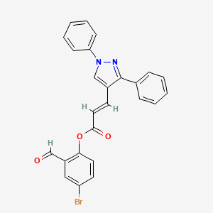 molecular formula C25H17BrN2O3 B2958533 (4-bromo-2-formylphenyl) (E)-3-(1,3-diphenylpyrazol-4-yl)prop-2-enoate CAS No. 882225-41-4